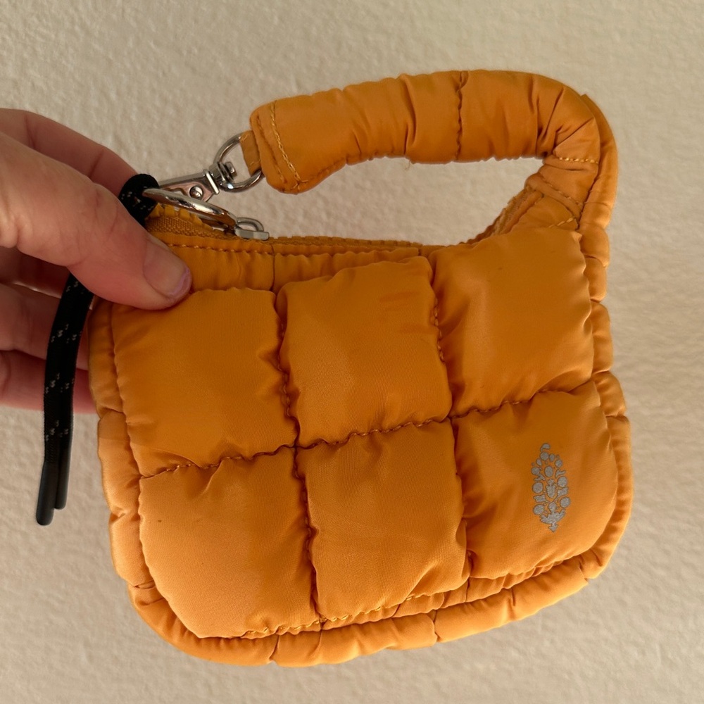 Free People Quilted Mini Key & Card Holder in Mustard